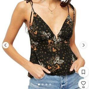 Floral Black and Orange Blouse